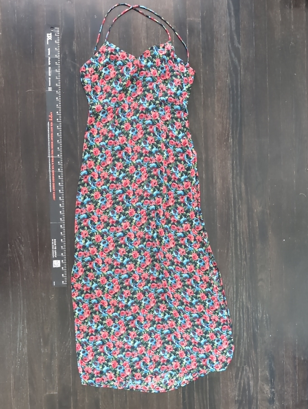 Nasty Gal Black Maxi Dress with Pink Floral Print